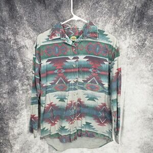 Vintage Cabelas Top Womens Medium Aztec Southwestern Heavyweight AOP 90s Chamois